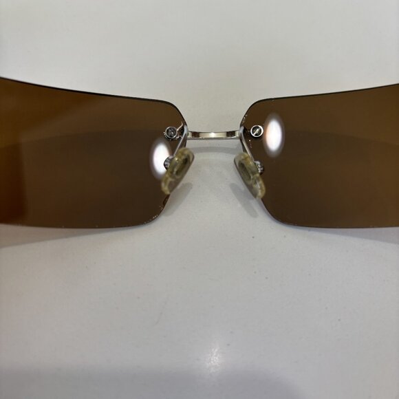Versace Rhinestone Logo Black Brown Rimless Sunglasses Designer Case Timeless main image 10